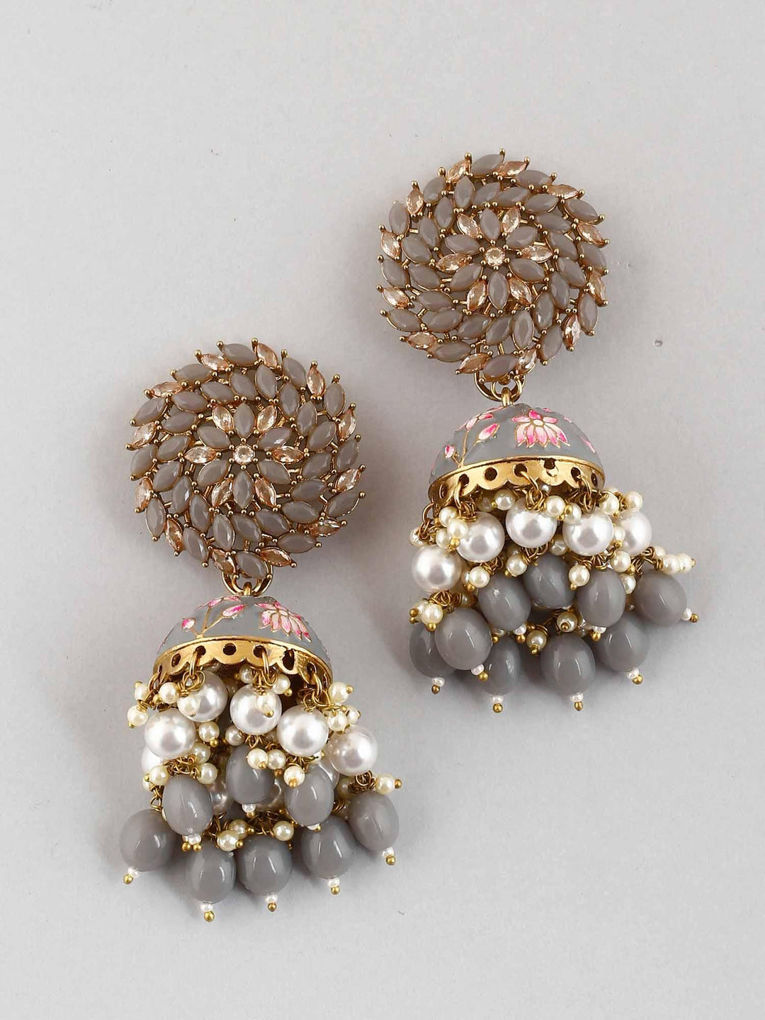 earrings - Bling Bag Grey Jessi Jhumki Earrings
