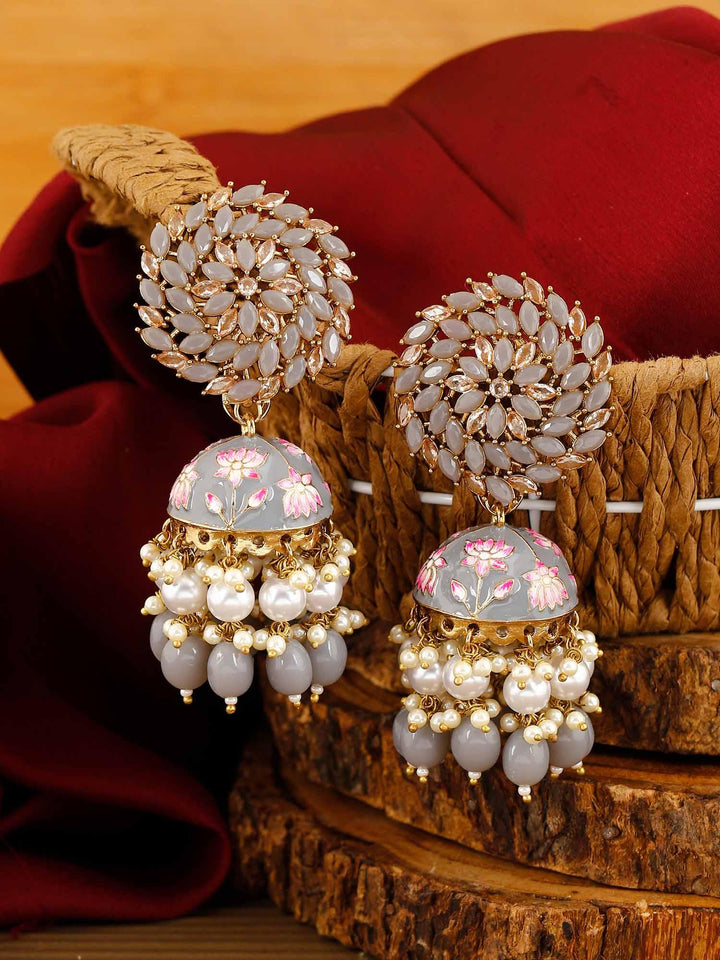 earrings - Bling Bag Grey Jessi Jhumki Earrings