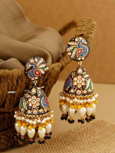earrings - Bling Bag Jet Sharaddha Jhumki Earrings