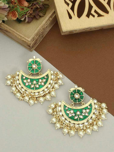 earrings - Bling Bag Emerald Kalpana Chaandbali Earrings