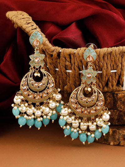 earrings - Bling Bag Turquoise Kavya Chaandbali Earrings