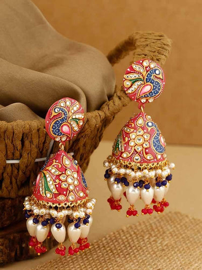 earrings - Bling Bag Coral Sharaddha Jhumki Earrings