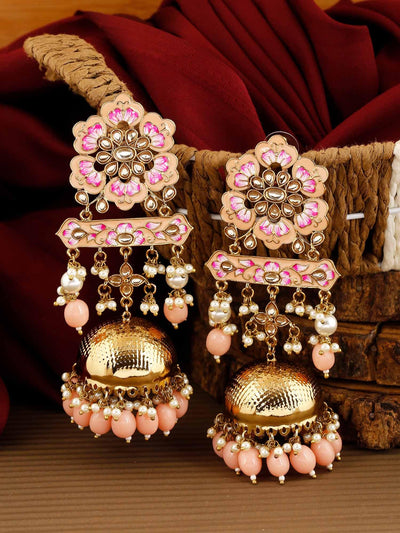 earrings - Bling Bag Peach Fulwari Jhumki Earrings