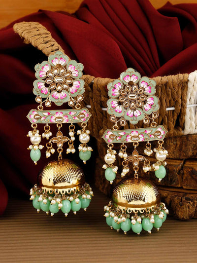 earrings - Bling Bag Mint Fulwari Jhumki Earrings