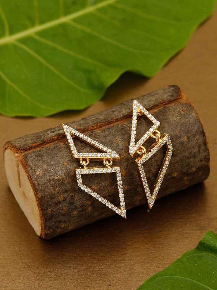 earrings - Bling Bag Gauravi Shiny Gold Dangler Earrings