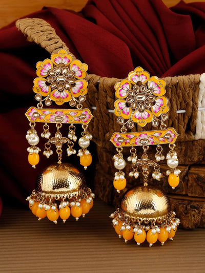 earrings - Bling Bag Mustard Fulwari Jhumki Earrings