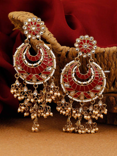 earrings - Bling Bag Maroon Vedmati Chaandbali Earrings