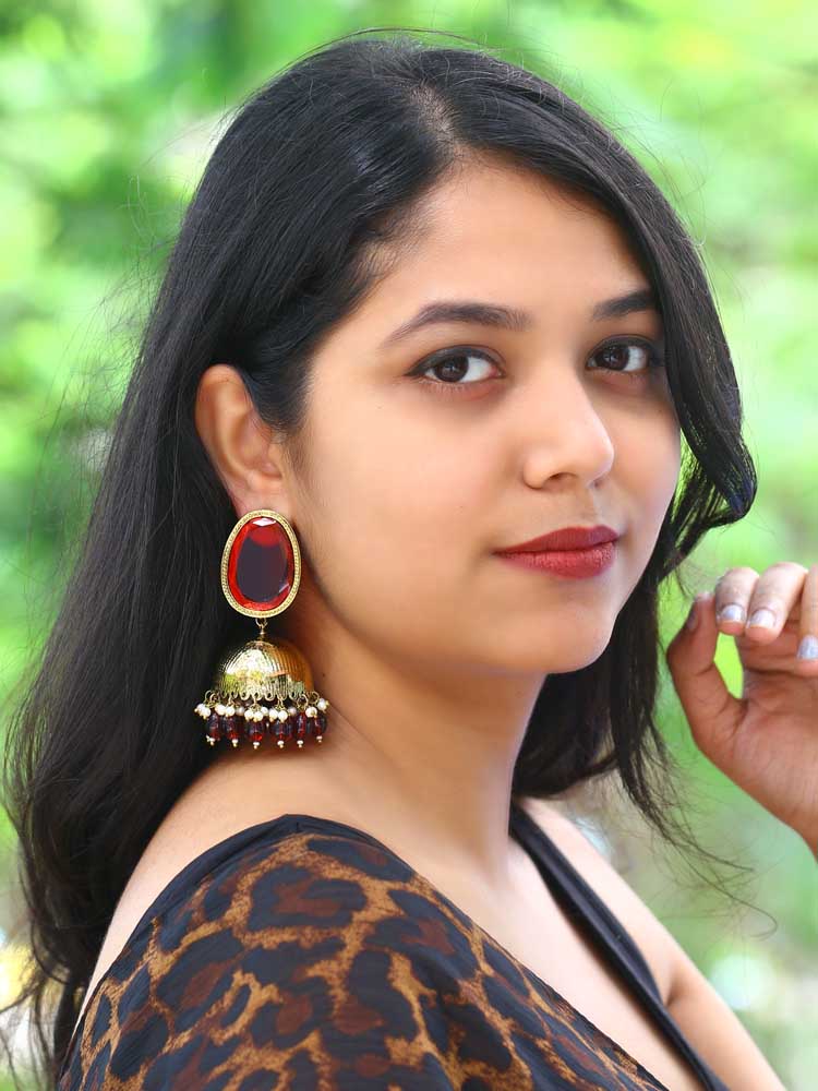 Maroon Magna Shesha Jhumkis