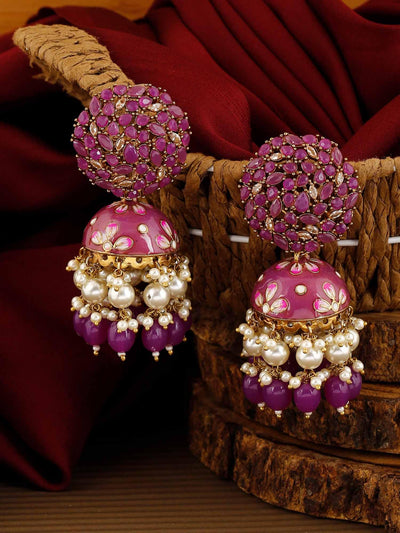 earrings - Bling Bag Purple Daliha Jhumki Earrings