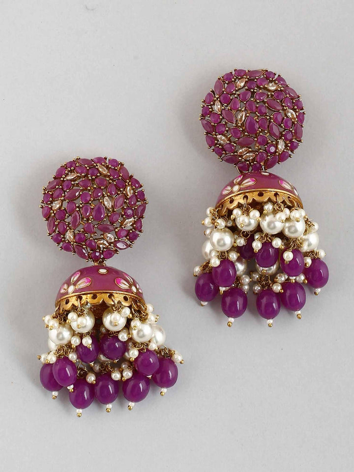 earrings - Bling Bag Purple Daliha Jhumki Earrings