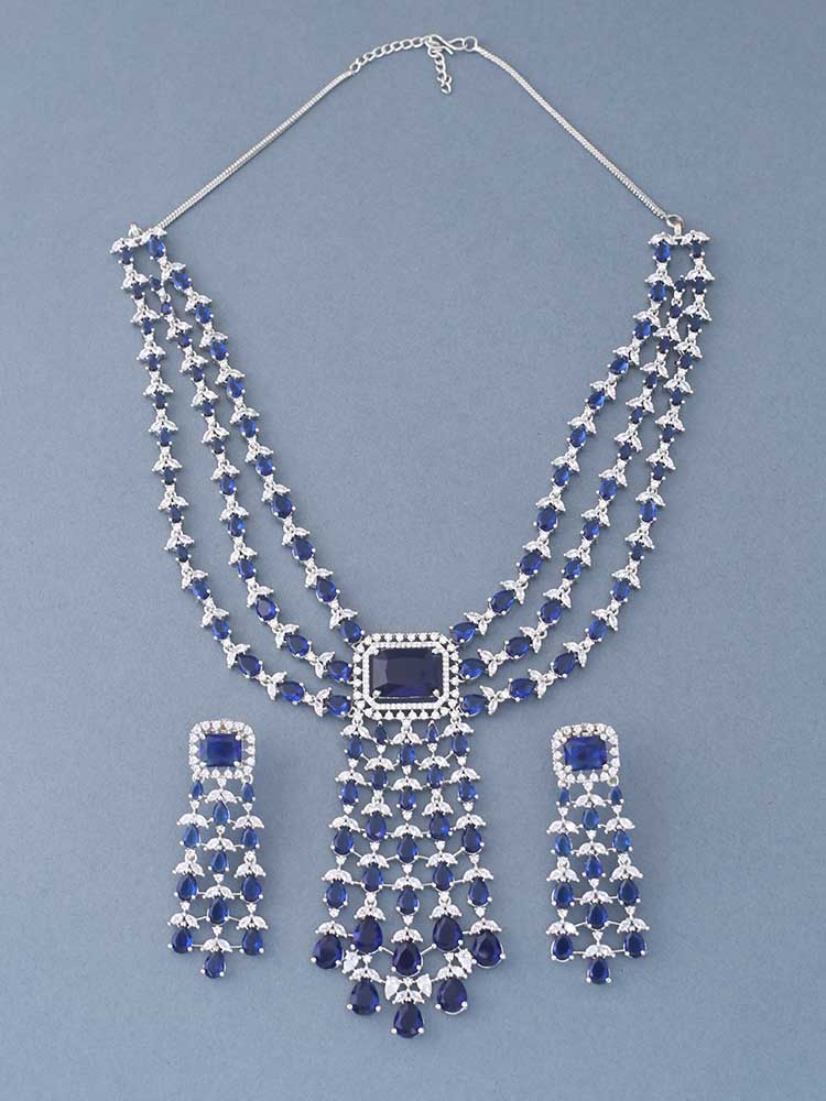 Navy Saesha Zirconia Jewellery Set