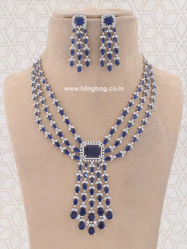 Navy Saesha Zirconia Jewellery Set