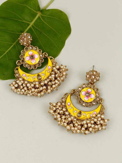 earrings - Bling Bag Lemon Dhara Chaandbali Earrings