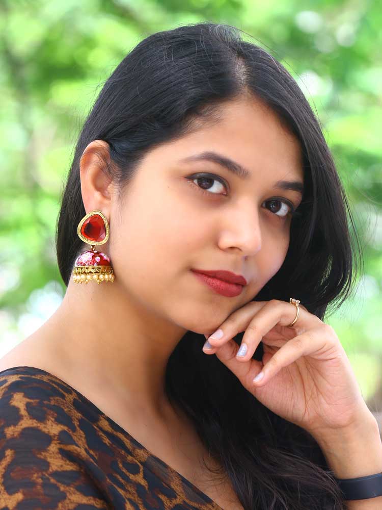 Maroon Shesha Meenakari Jhumkis