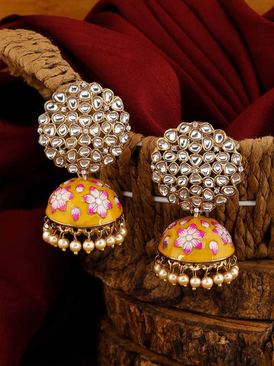 earrings - Bling Bag Mustard Subhi Jhumki Earrings