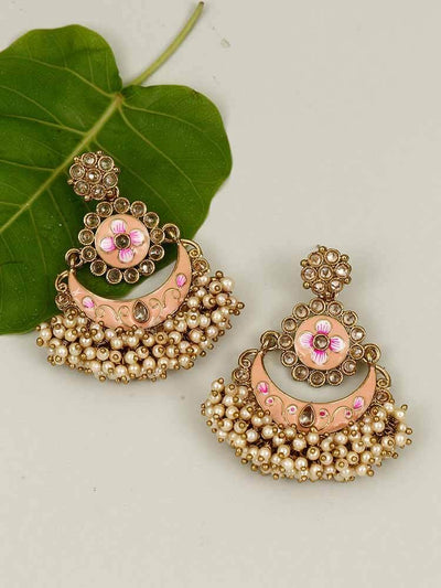 earrings - Bling Bag Peach Dhara Chaandbali Earrings