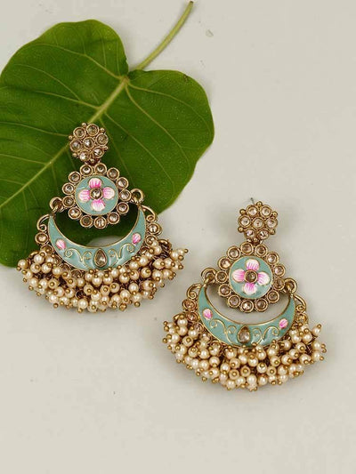 earrings - Bling Bag Turquoise Dhara Chaandbali Earrings