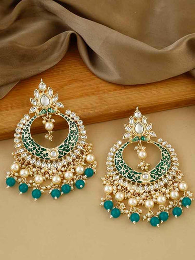 earrings - Bling Bag Emeralad Kabir Chaandbali Earrings