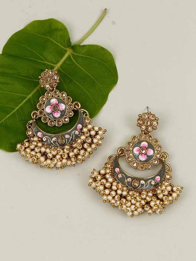 earrings - Bling Bag Grey Dhara Chaandbali Earrings