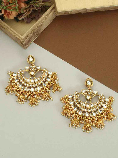 earrings - Bling Bag Golden Rushikesh Chaandbali Earrings