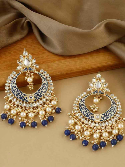 earrings - Bling Bag Navy Kabir Chaandbali Earrings
