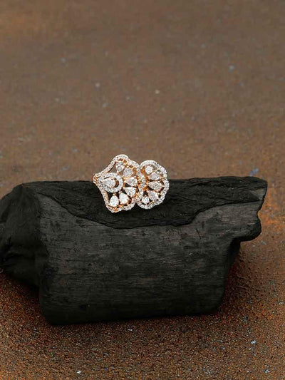 rings - Bling Bag Rose Gold Gaurav Adjustable Zirconia Ring