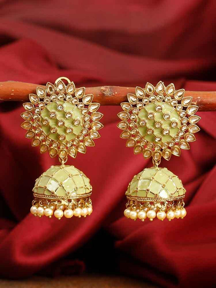 earrings - Bling Bag Olive Suraj Jhumki Earrings