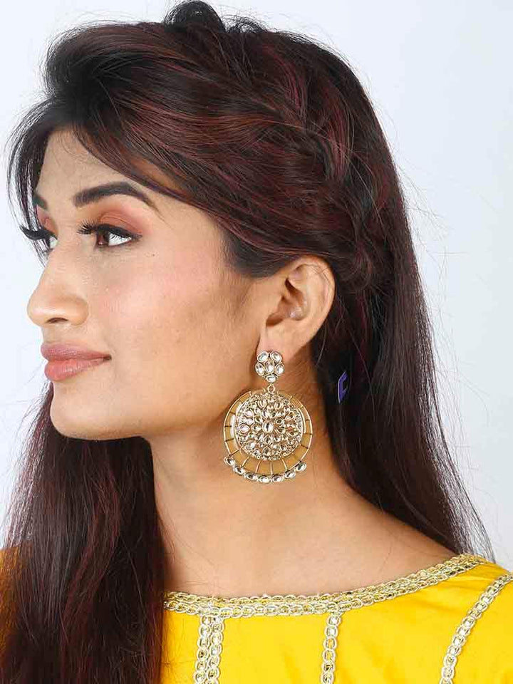 earrings - Bling Bag Brown Sameera Kundan Earrings