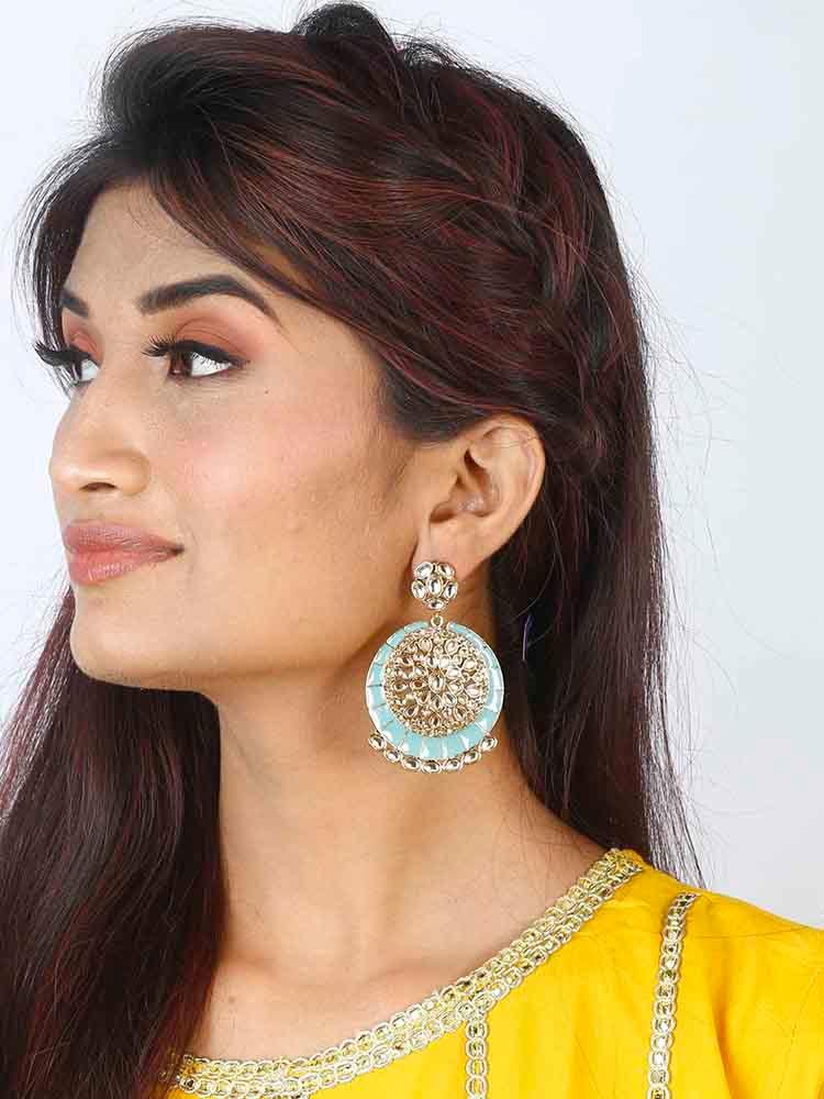 earrings - Bling Bag Turquoise Sameera Kundan Earrings