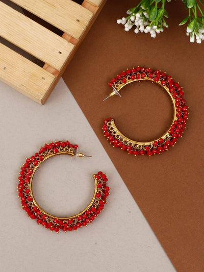earrings - Bling Bag Red Ira Hoop Earrings