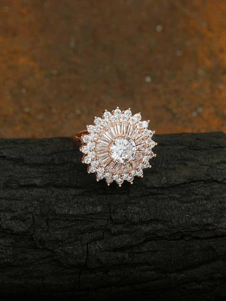 rings - Bling Bag Rose Gold Saarya Zirconia Ring
