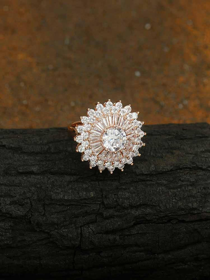 rings - Bling Bag Rose Gold Saarya Zirconia Ring