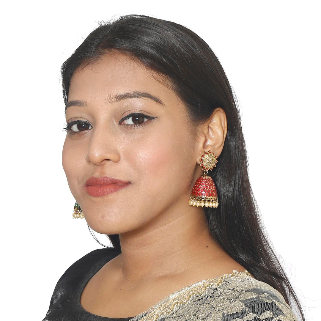 earrings - Bling Bag Ruby Bell Ethnic Earrings