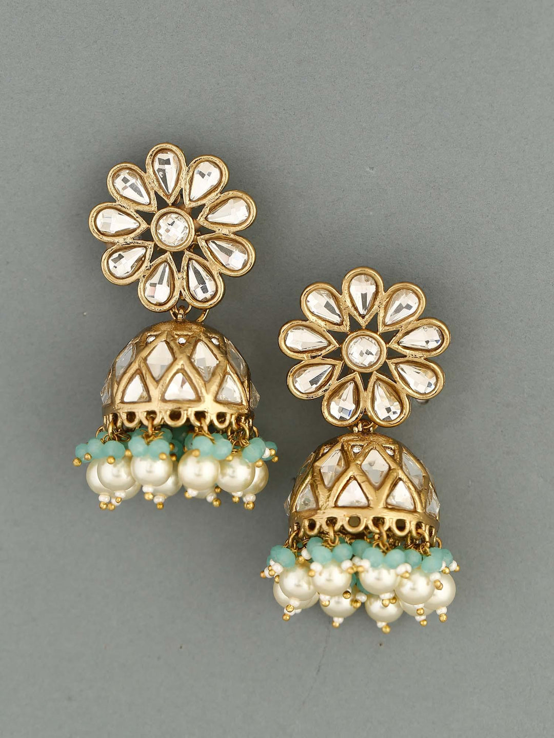earrings - Bling Bag Turquoise Jayrani Designer Jhumkis