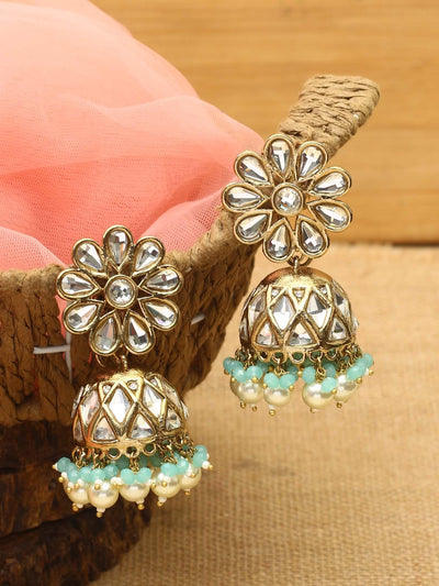 earrings - Bling Bag Turquoise Jayrani Designer Jhumkis