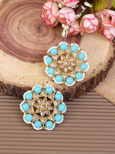 earrings - Bling Bag Turquoise Rajkumari Designer Studs
