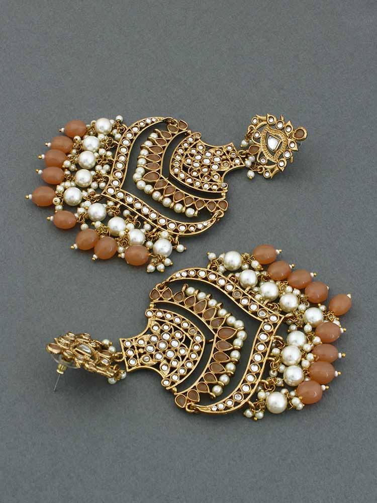 Brown Samsaptaka Designer Earrings - Bling Bag