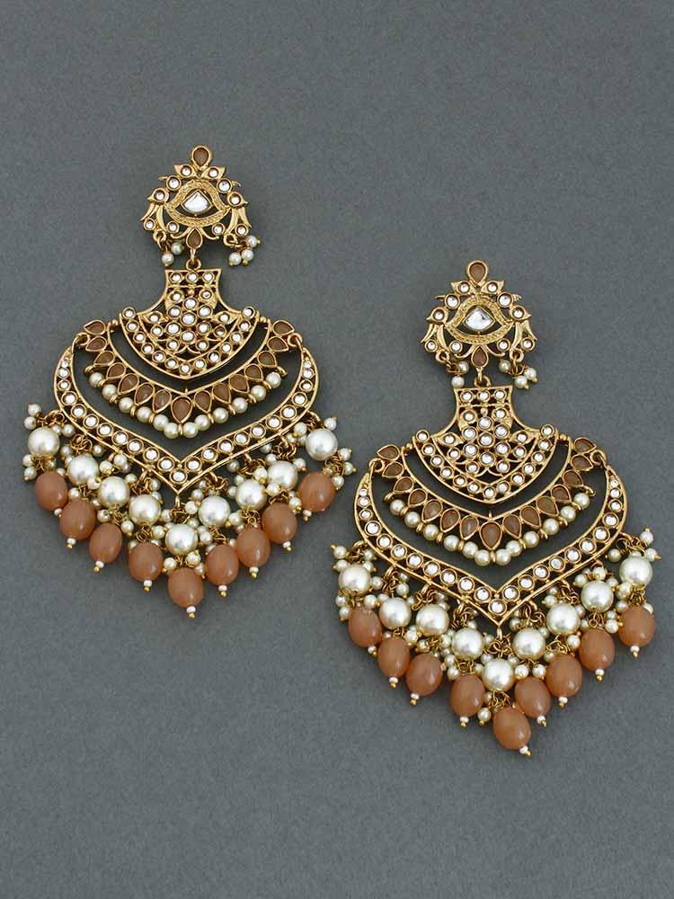 Brown Samsaptaka Designer Earrings - Bling Bag