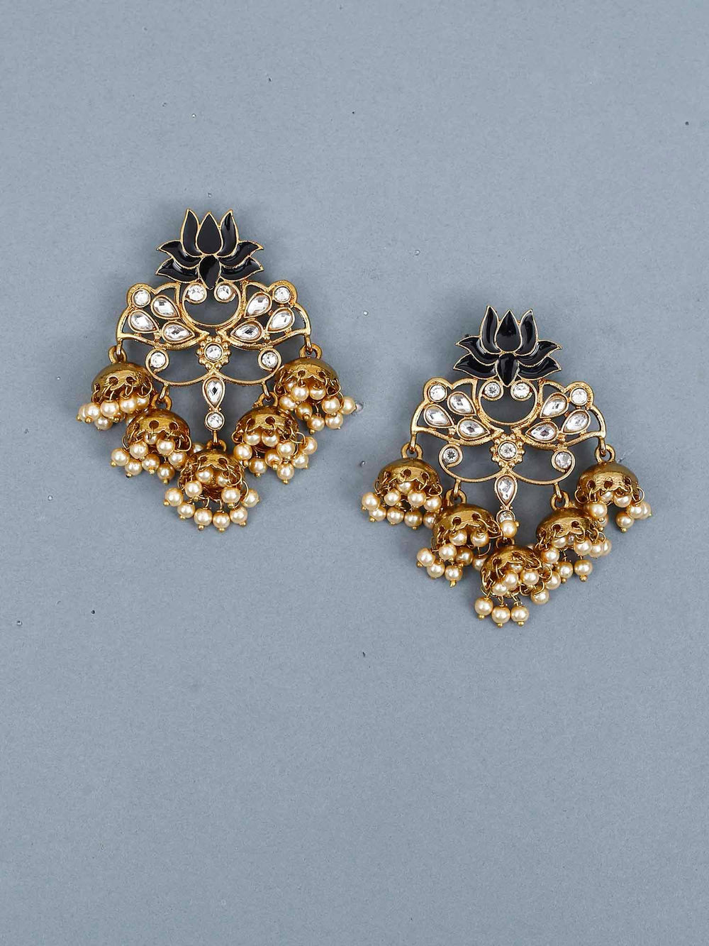 earrings - Bling Bag Jet Lotus Multiple Designer Earrings