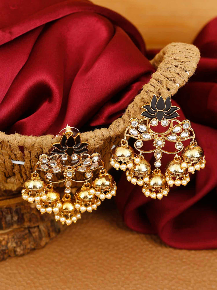 earrings - Bling Bag Jet Lotus Multiple Designer Earrings