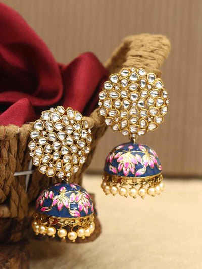 earrings - Bling Bag Navy Subhi Designer Jhumkis