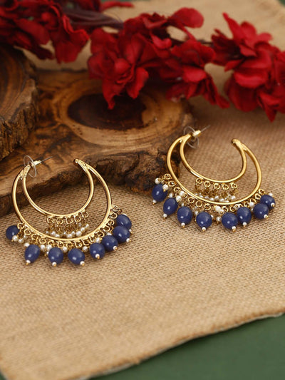 earrings - Bling Bag Navy Warhi Designer Hoops