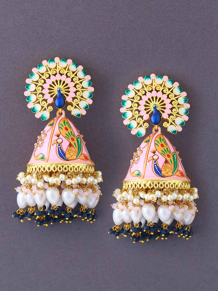 Blush Mahek Meena Jhumkis