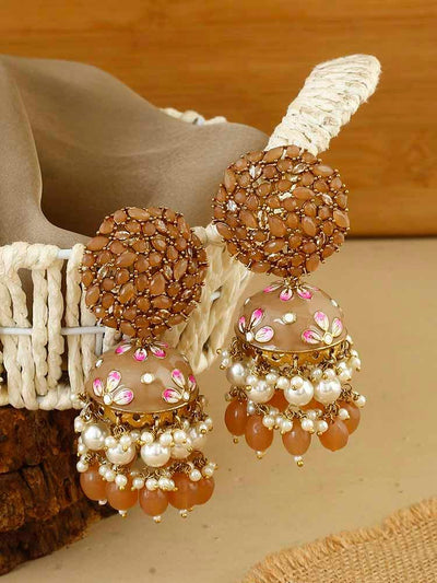 earrings - Bling Bag Brown Daliha Jhumki Earrings