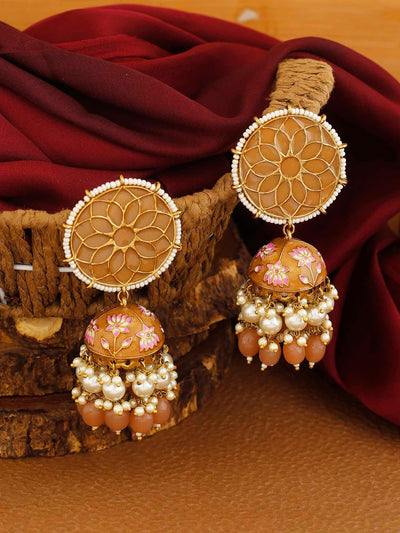 earrings - Bling Bag Brown Gamini Lotus Designer Jhumki