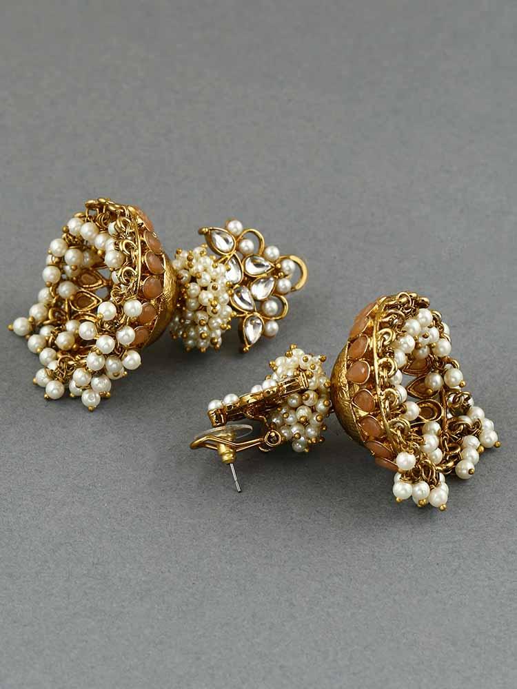 earrings - Bling Bag Brown Hastha Designer Jhumkis
