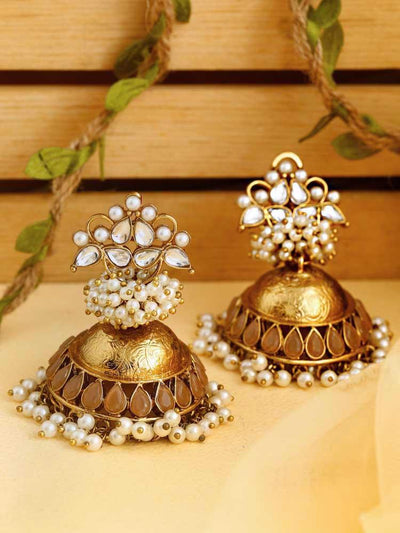 earrings - Bling Bag Brown Hastha Designer Jhumkis