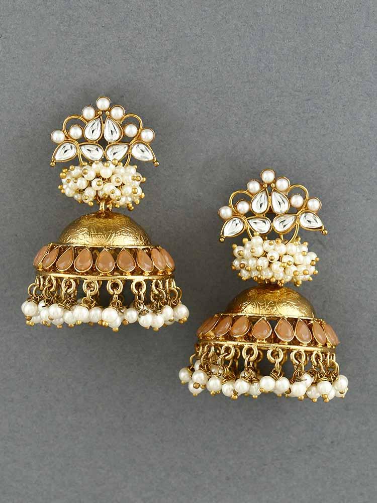 earrings - Bling Bag Brown Hastha Designer Jhumkis