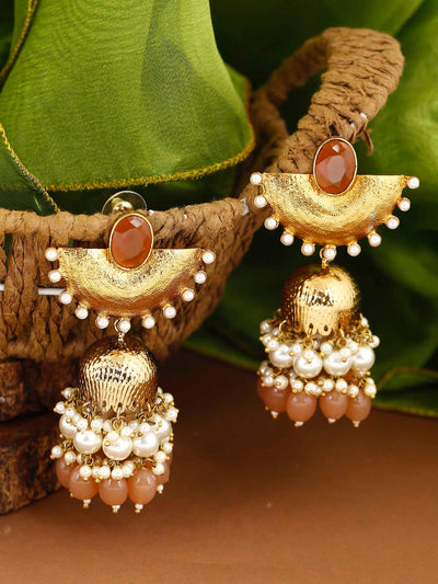 earrings - Bling Bag Brown Kavach Jhumki Earings