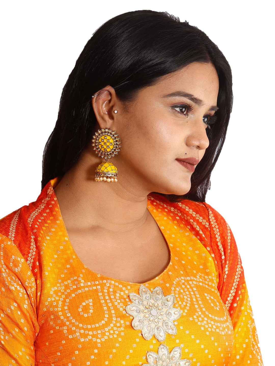 earrings - Bling Bag Lemon Suraj Jhumki Earrings